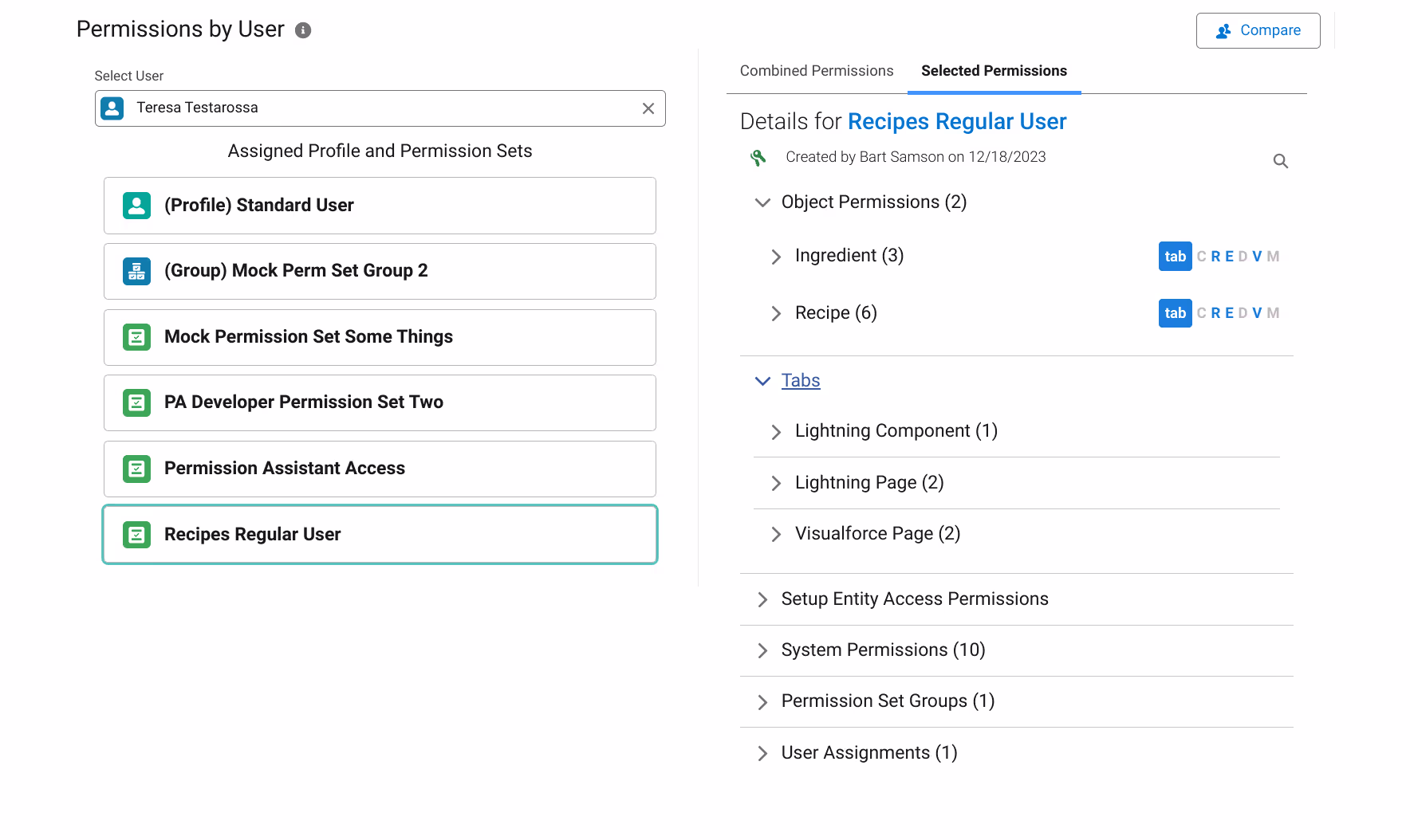 Drill into a specific permission set.