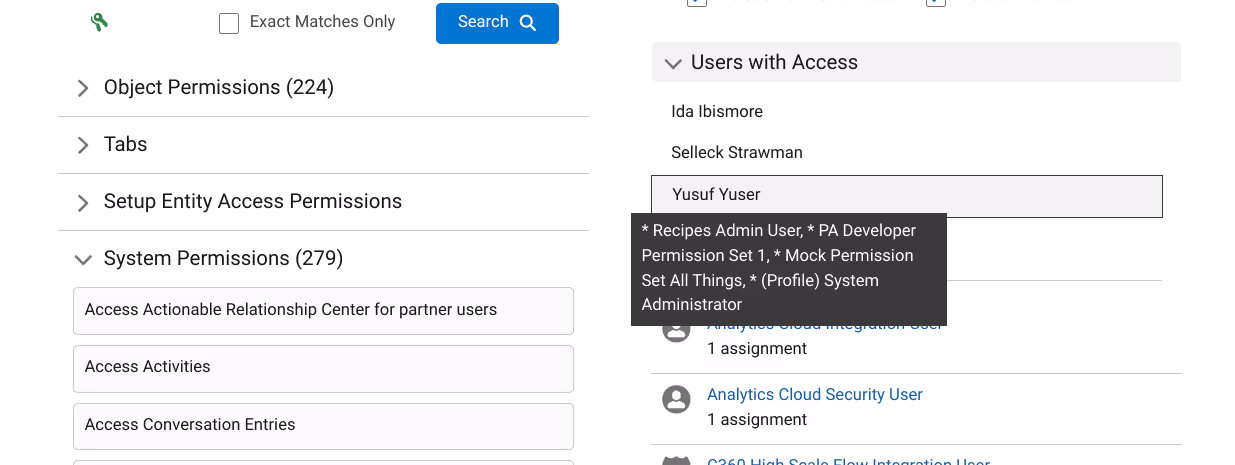 Identify users who carry the permission and where they got it from.