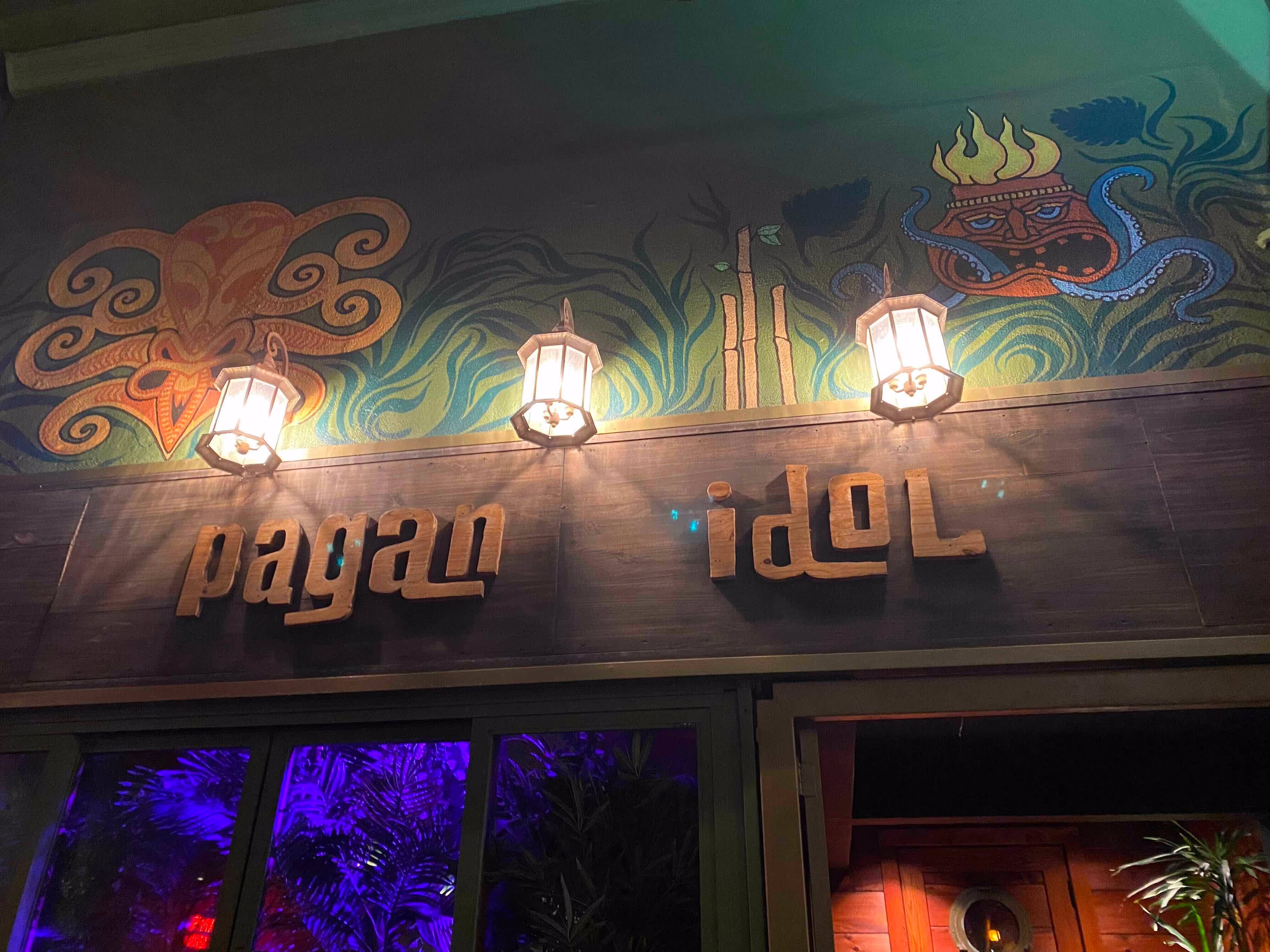 Fruity tiki drinks await us inside.